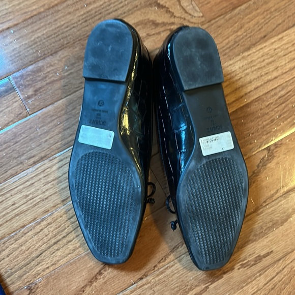 SCHUTZ Arissa Black Crocodile Embossed Leather Flats - Picture 8 of 12